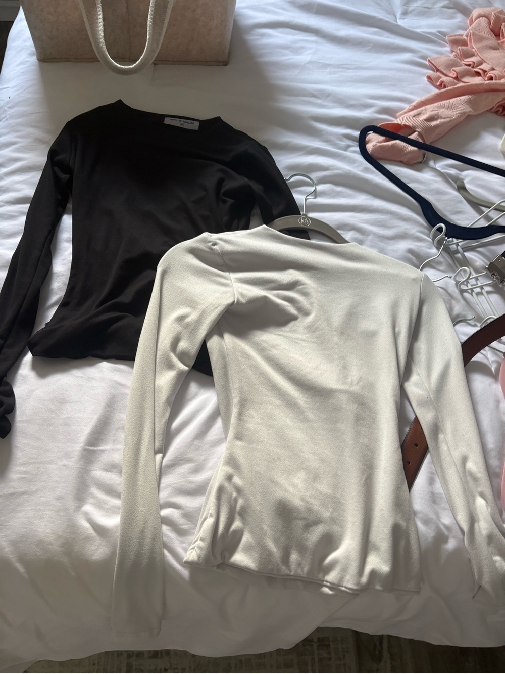 Oh polly Long Sleeve Crewneck Tops in Black and White
